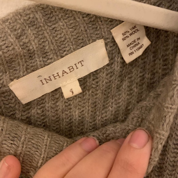 Inhabit Grey Yak Wool Blend Knit Button Back Sweater - Picture 3 of 4